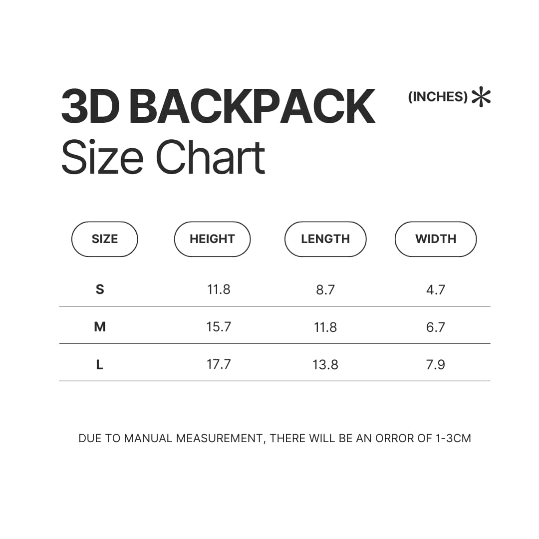 3D Backpack Size Chart - Monster Hunter Shop