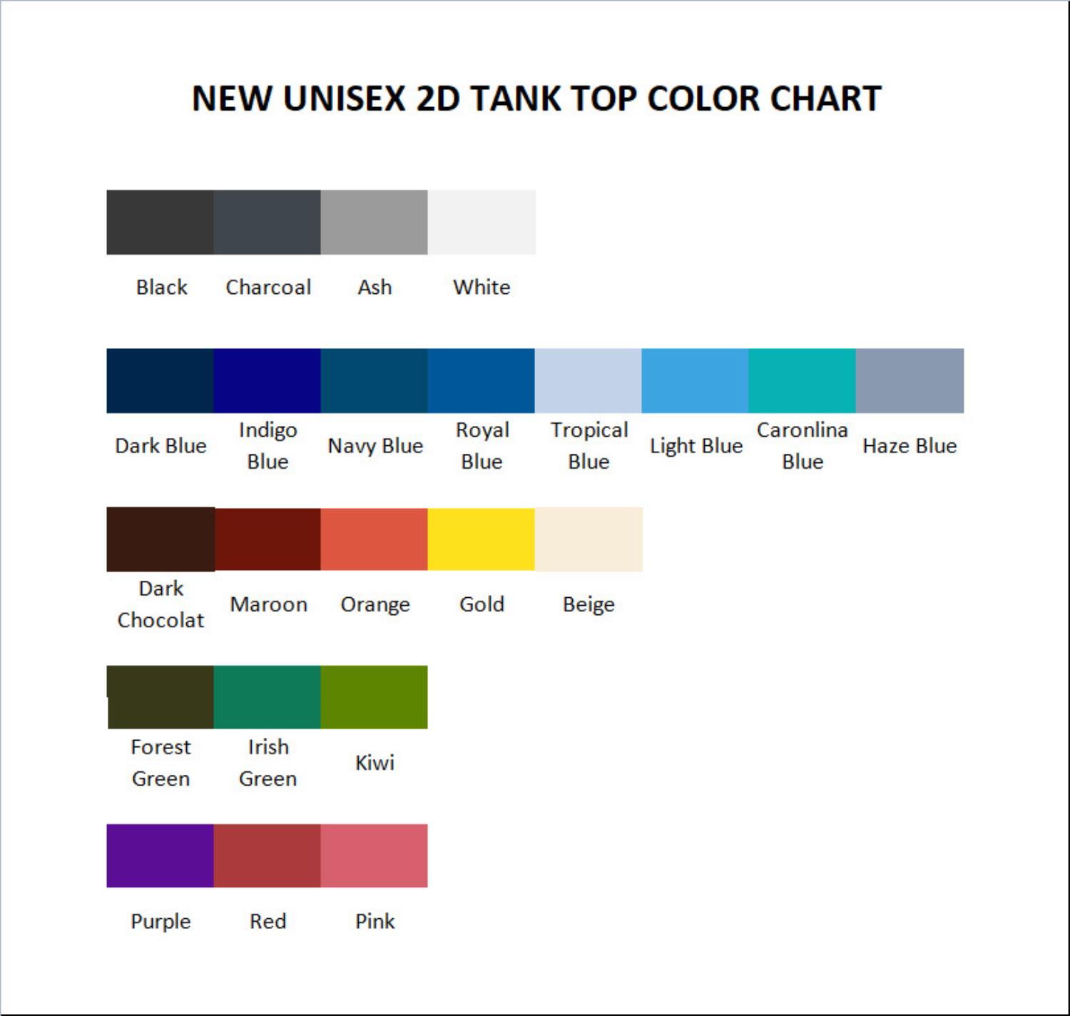 tank top color chart - Monster Hunter Shop