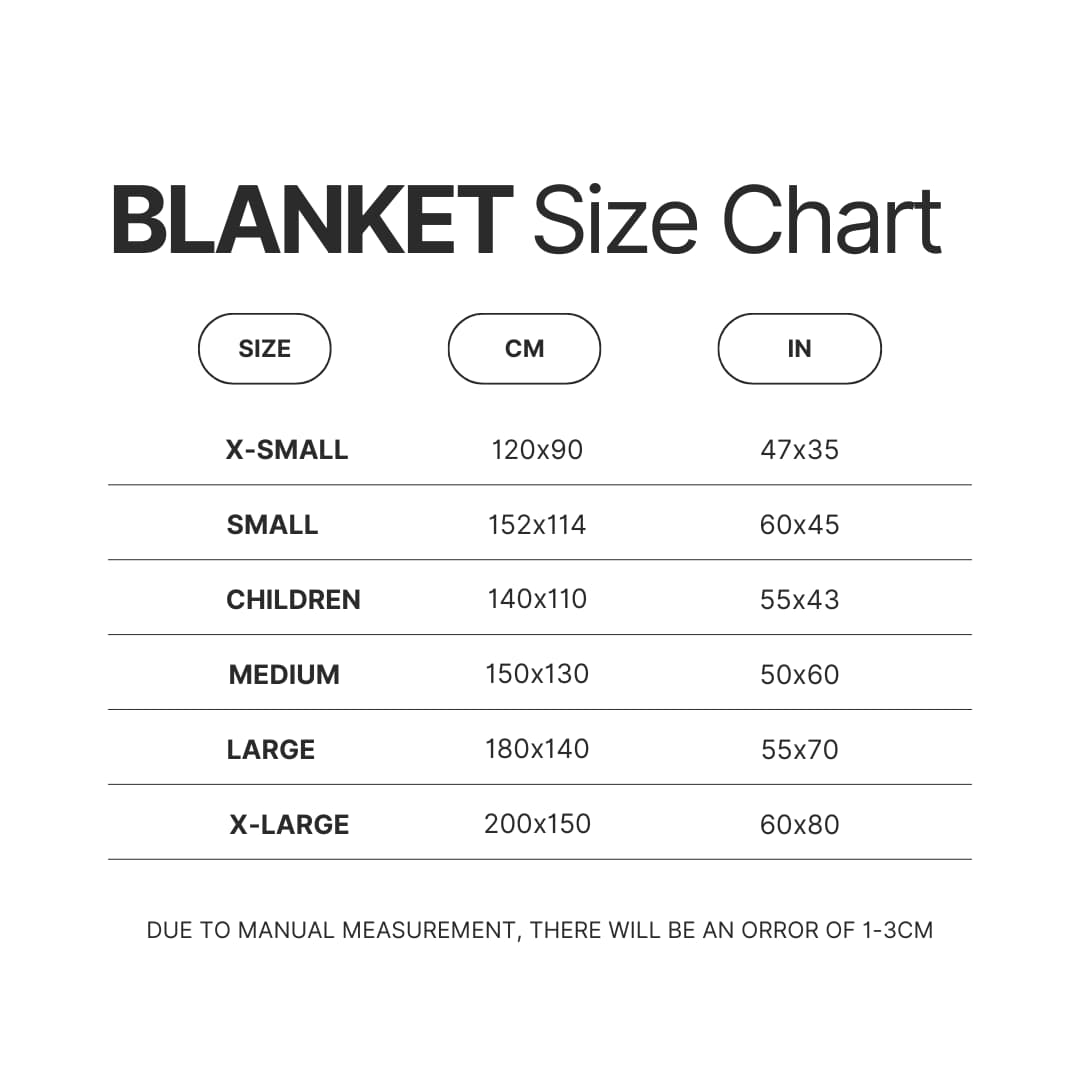 Blanket Size Chart - Monster Hunter Shop