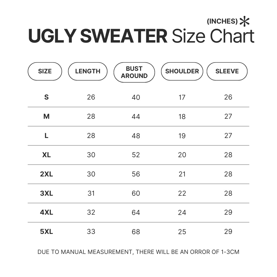 Ugly Sweater Size Chart - Monster Hunter Shop